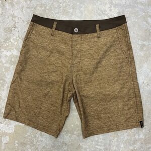 LOST Enterprises Hybrid Shorts Mens 34 Brown Heather Chino 9" Swim Stretch Y2K